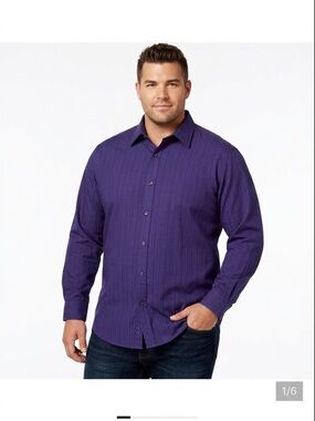 Alfani Rich Purple Cotton Shirt Big and tall size 2xlt